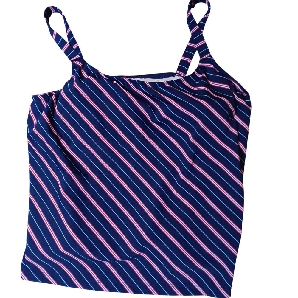 Women's 18W New NWT Striped Tankini Top Only Built-In Bra Sizzle Beach